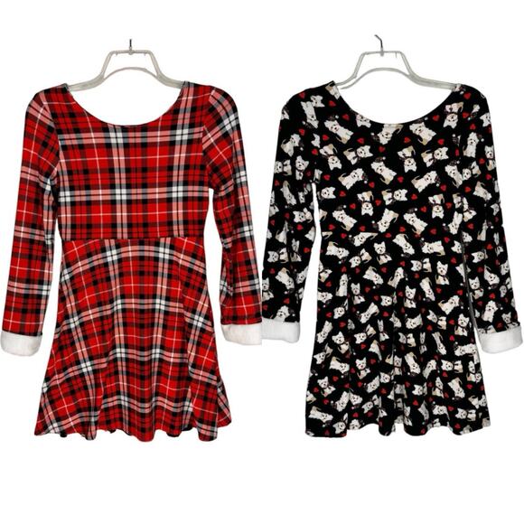 EMILY WEST | Red & Black Revisable Double Sided Holiday A-Line Dress | Kid's 16 - Picture 1 of 11